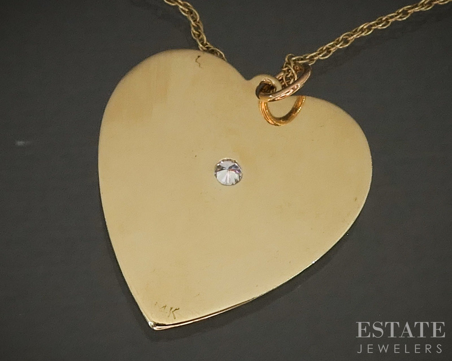 Vintage 14k Yellow Gold Natural Diamond Heart Necklace 3.9g 24"L p24851