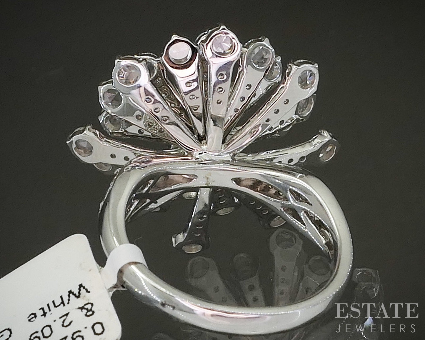 18k White Gold Natural Emerald & 2.09ctw Diamond Cocktail Ring 10.6g p23573