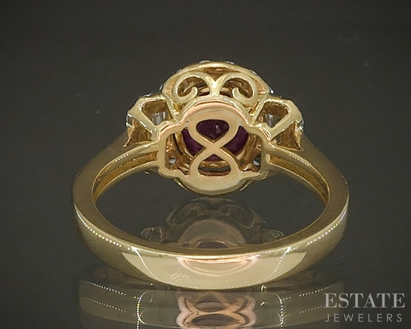 18k Yellow Gold Oval Cut Natural 1.5ct Ruby & Diamond Ring 5.5g p24431