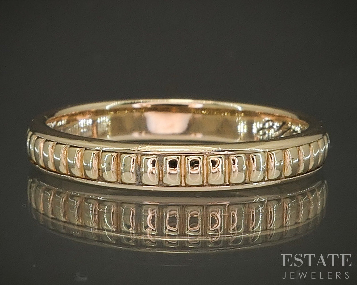 Vintage 14k Yellow Gold 3.5mm Beaded Smooth Wedding Band 4.3g p24795