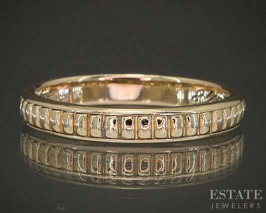 Vintage 14k Yellow Gold 3.5mm Beaded Smooth Wedding Band 4.3g p24795