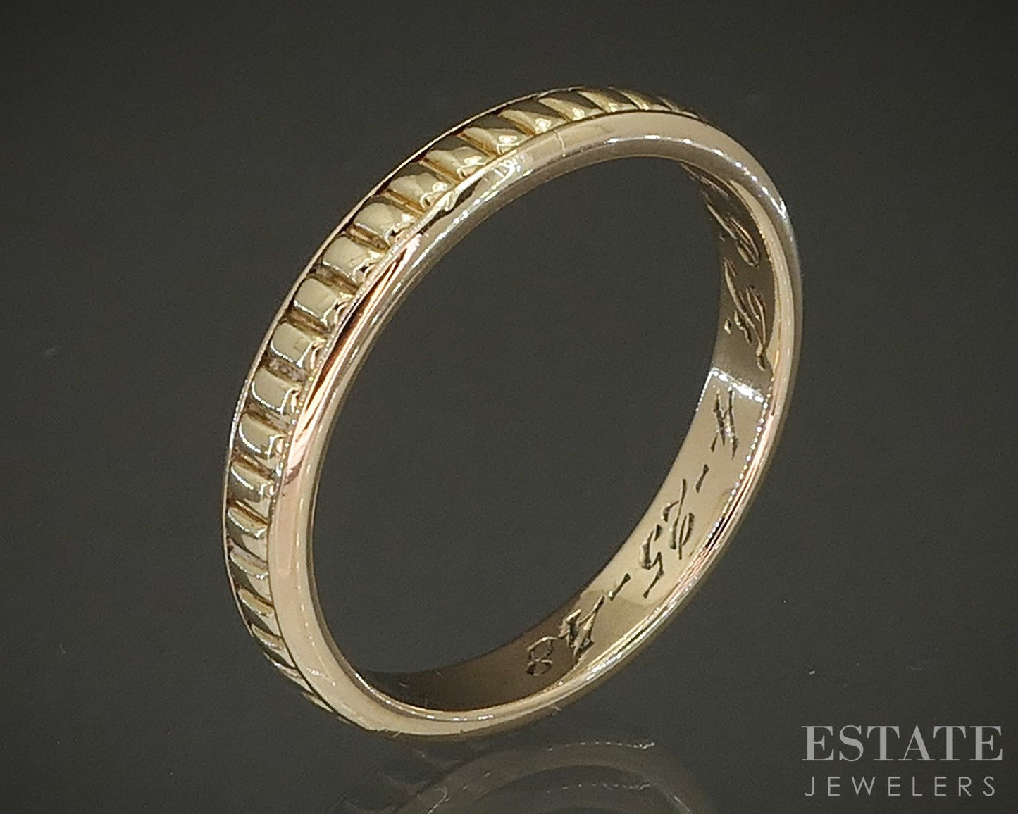 Vintage 14k Yellow Gold 3.5mm Beaded Smooth Wedding Band 4.3g p24795