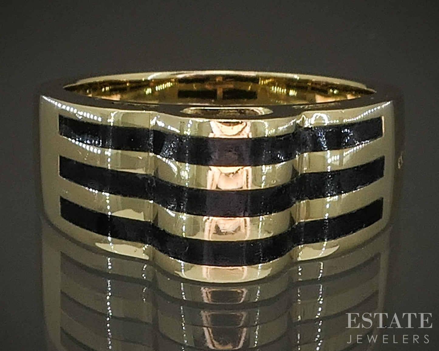 18k Yellow Gold Bernard K. Passman Natural Black Coral Band Ring 12.1g p24034