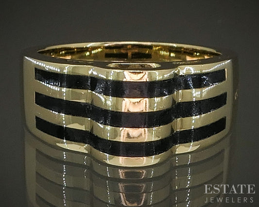 18k Yellow Gold Bernard K. Passman Natural Black Coral Band Ring 12.1g p24034