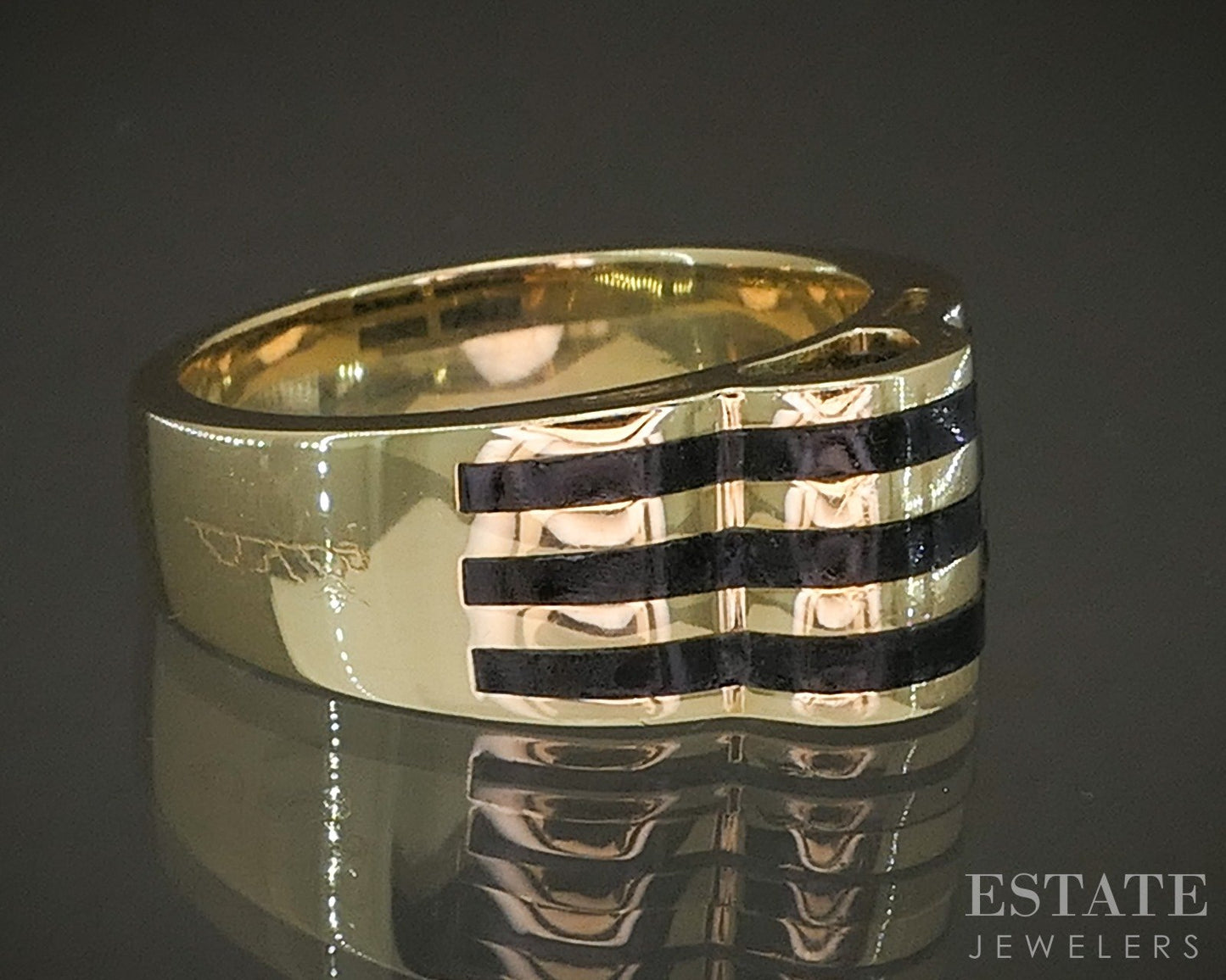 18k Yellow Gold Bernard K. Passman Natural Black Coral Band Ring 12.1g p24034