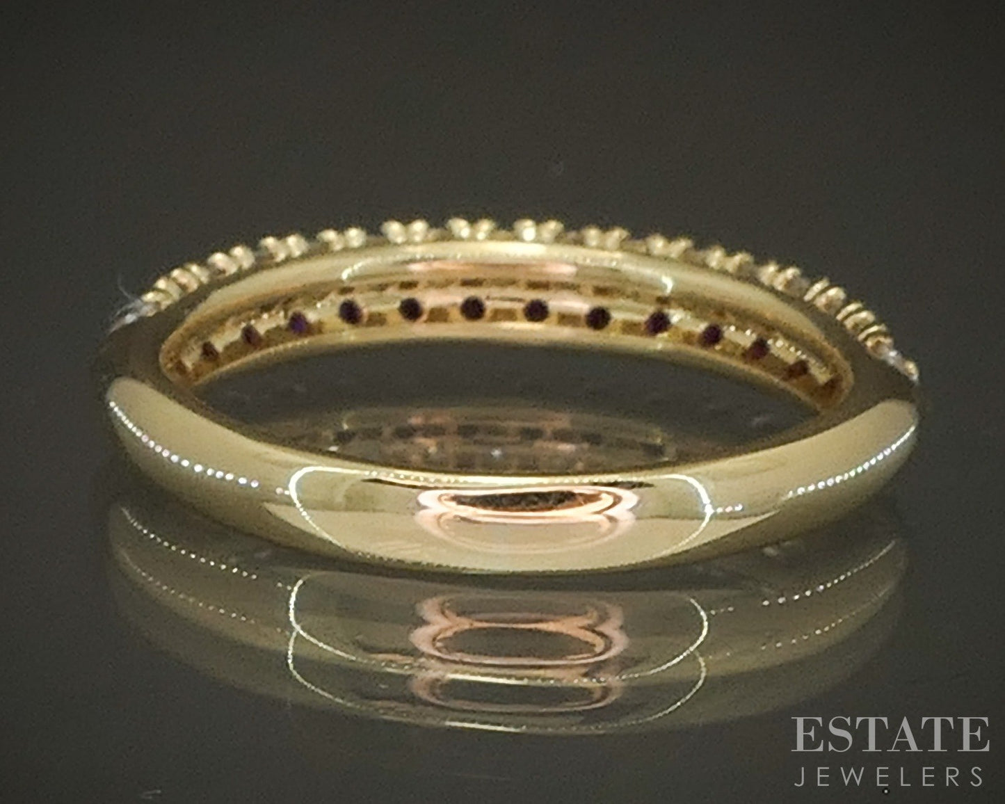18k Yellow Gold Miiori Natural Ruby & Diamond Flash Band Ring 3.4g p24434