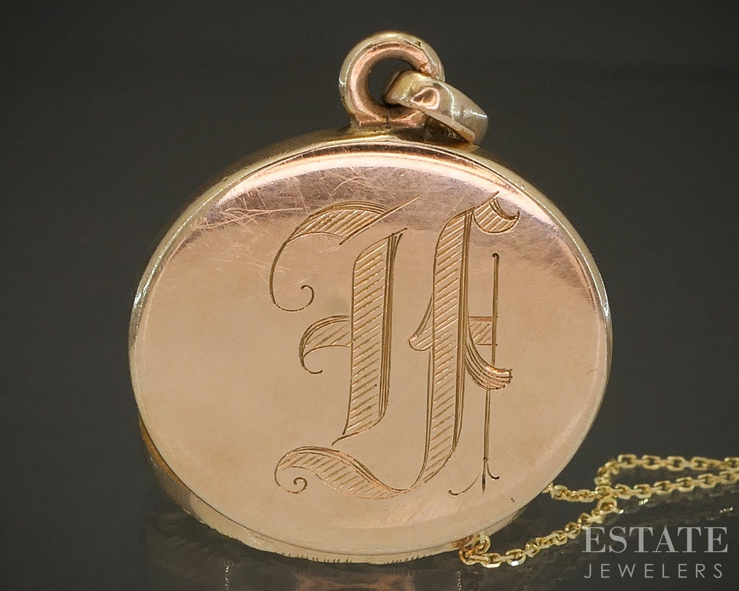 Antique 14k Yellow Gold Dimensional Lion Locket Necklace 9g 20"L p23856