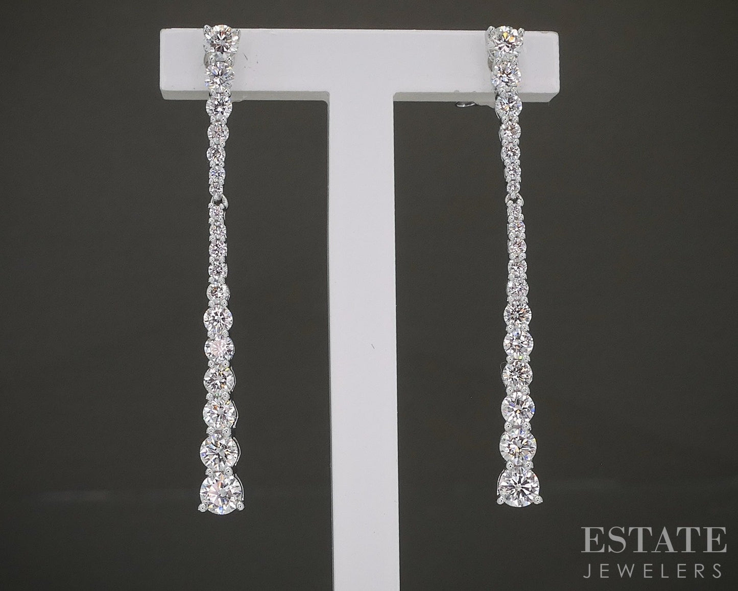 14k White Gold Natural 1ctw Diamond Graduated ASBA Dangle Earrings 2g p24134