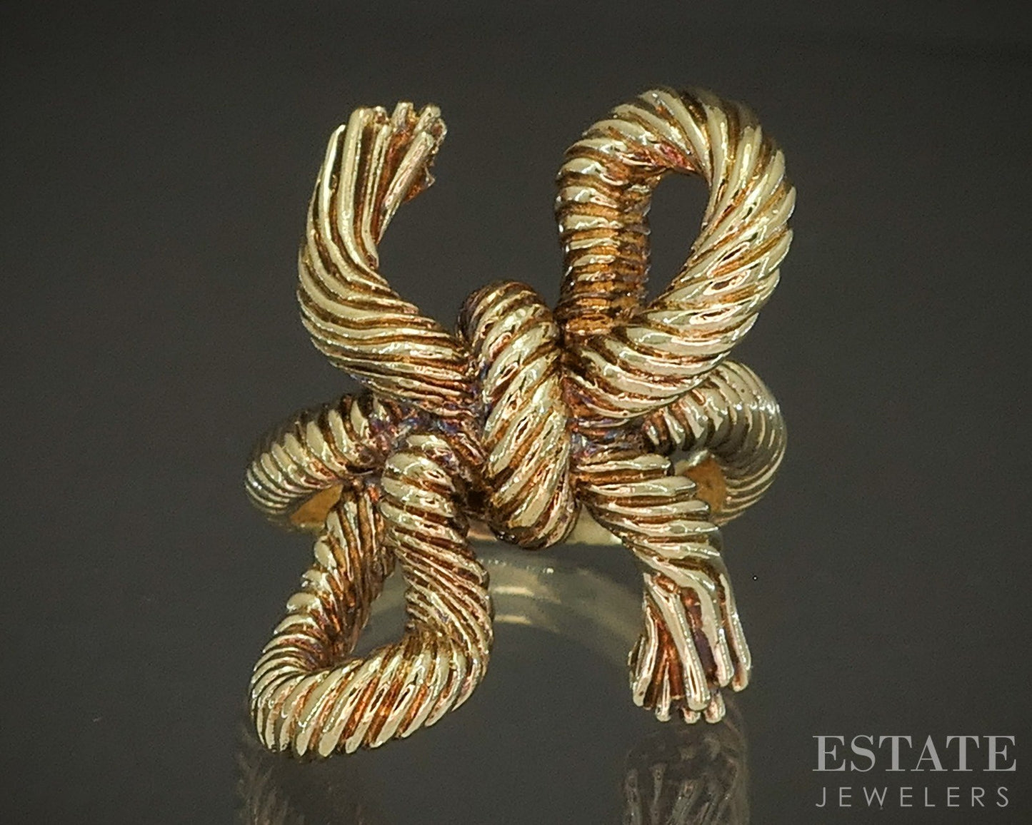 18k Yellow Gold Kurt Wayne Designer Bow Statement Ring 15.3g p24170