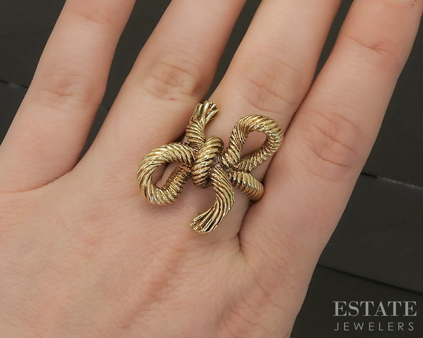 18k Yellow Gold Kurt Wayne Designer Bow Statement Ring 15.3g p24170