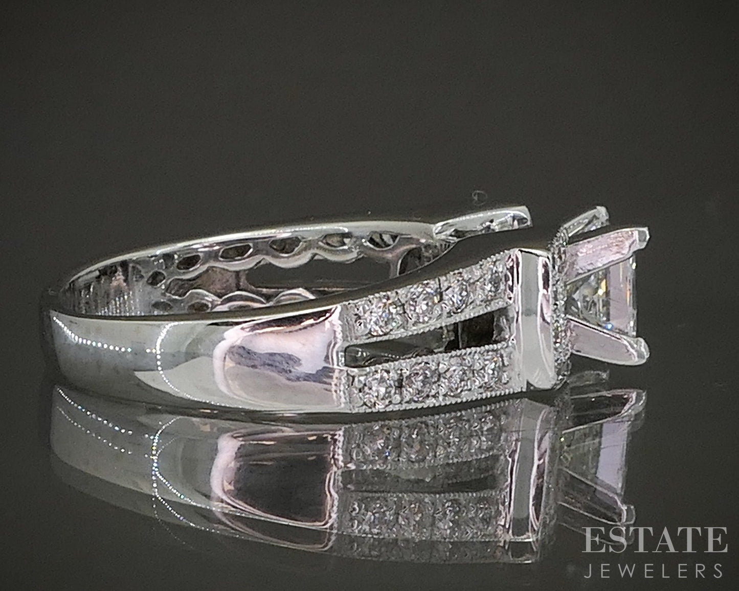 18k White Gold GSI Princess Natural 1.74ctw Diamond Engagement Ring 6.7g p23599