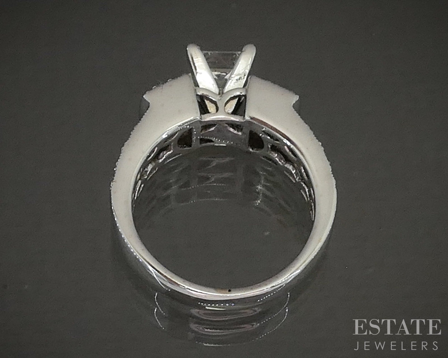 18k White Gold GSI Princess Natural 1.74ctw Diamond Engagement Ring 6.7g p23599