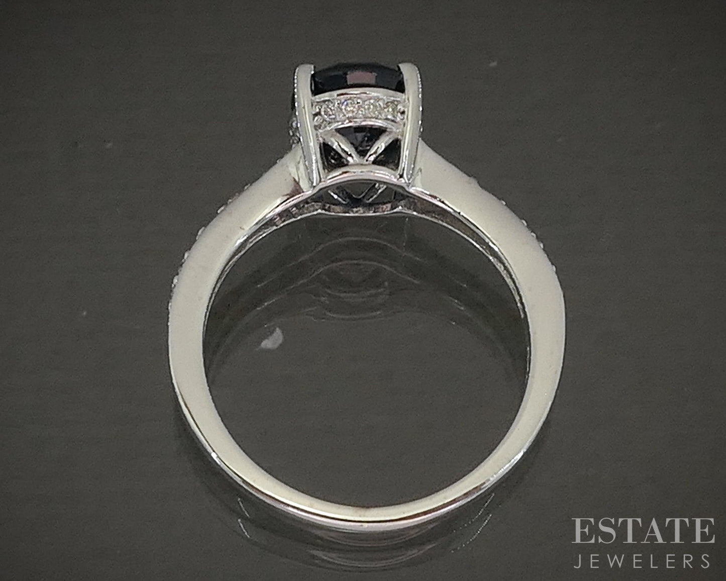 14k White Gold EFFY Natural Blue Sapphire & Diamond Hidden Halo Ring 3.7g p24443