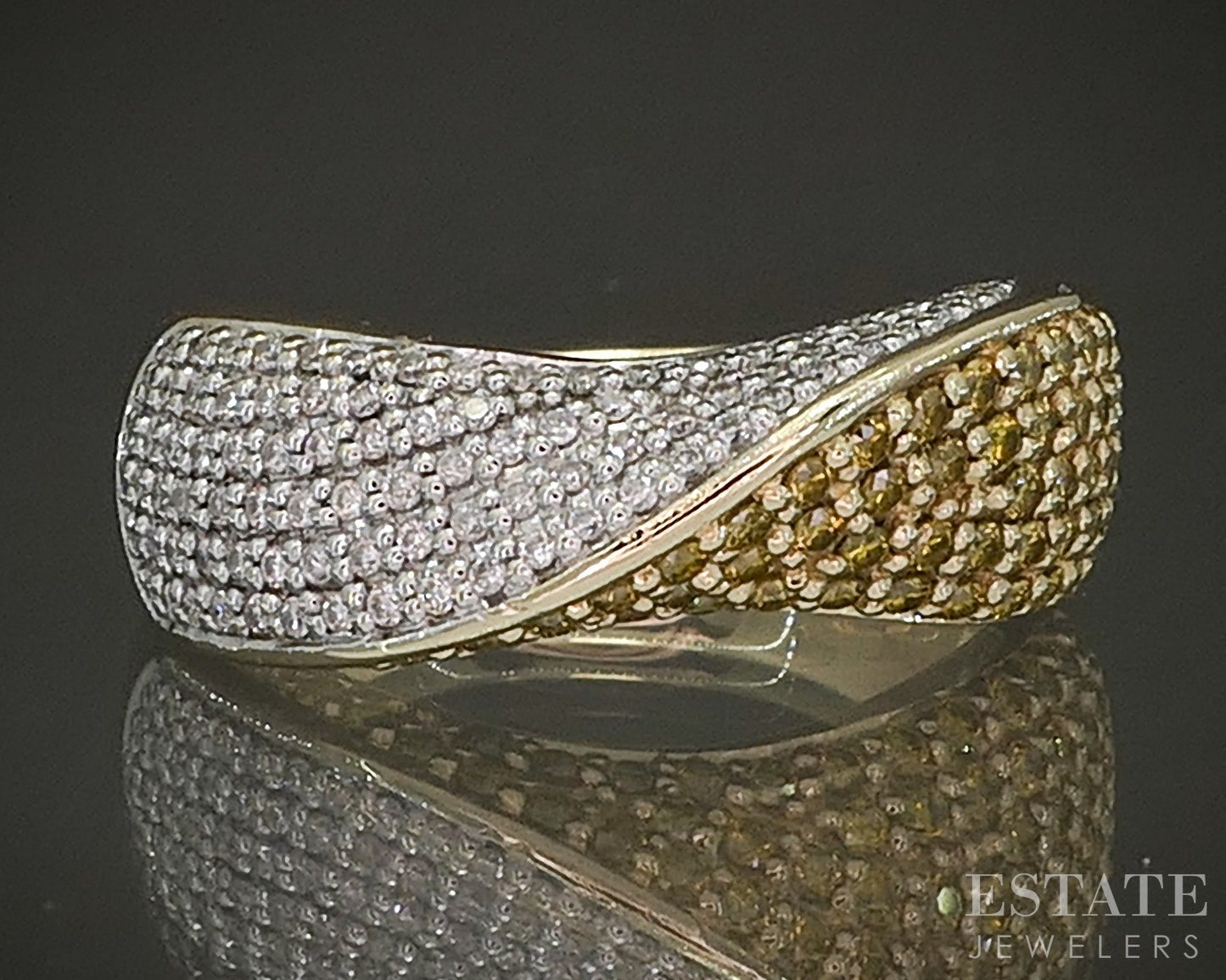 14k Yellow Gold Natural .73ctw Yellow & White Diamond Ladies Band 6.2g p23933
