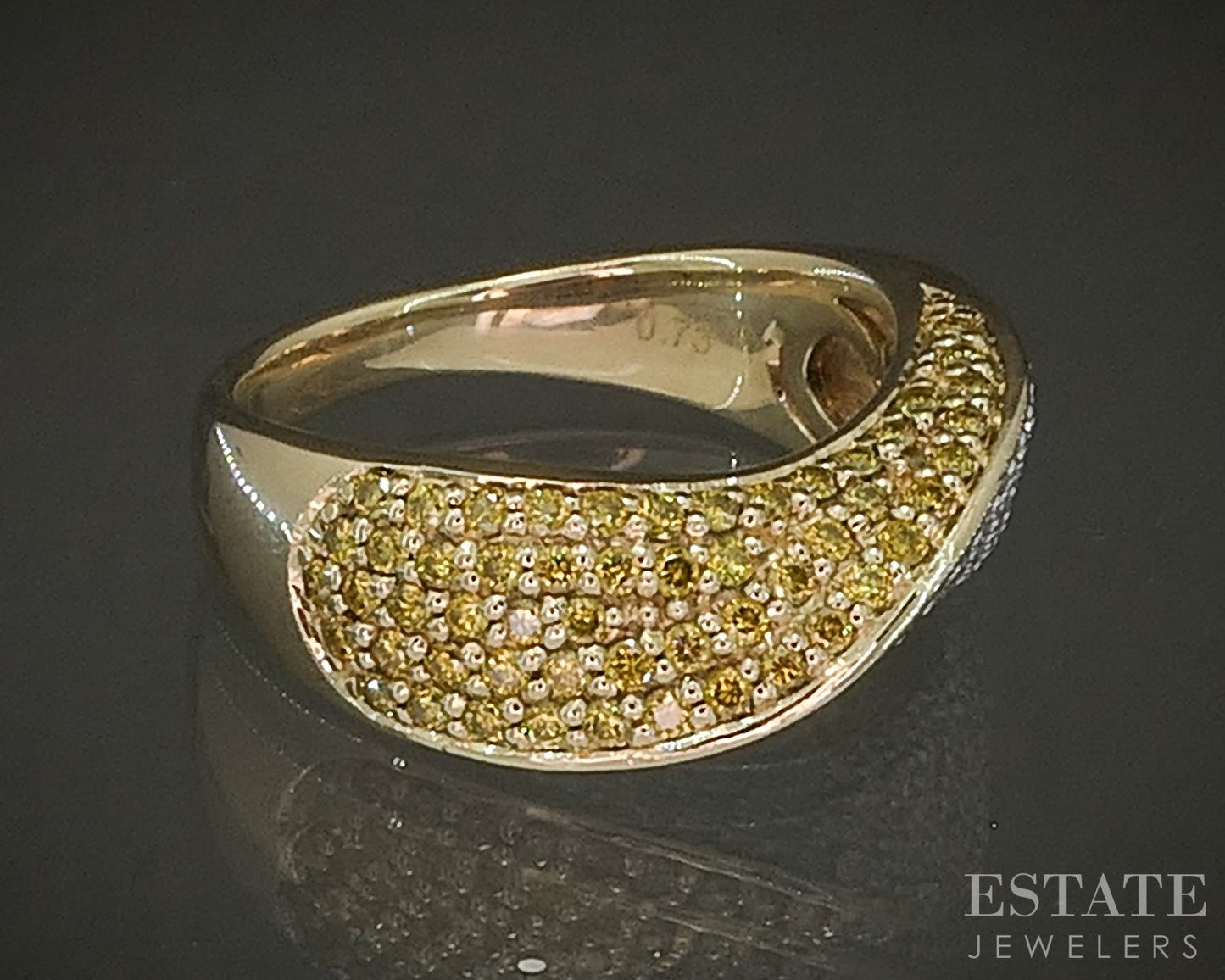 14k Yellow Gold Natural .73ctw Yellow & White Diamond Ladies Band 6.2g p23933