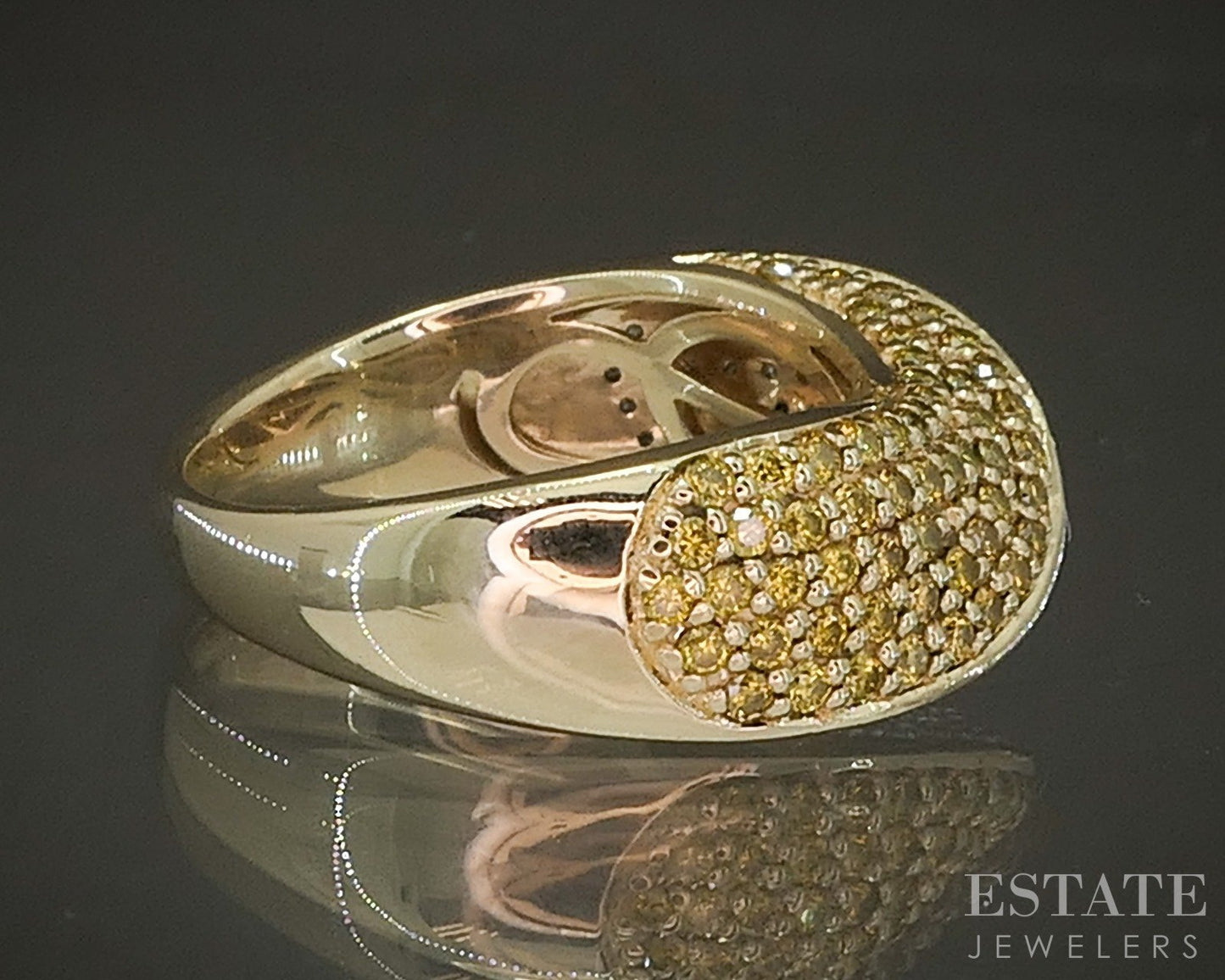 14k Yellow Gold Natural .73ctw Yellow & White Diamond Ladies Band 6.2g p23933