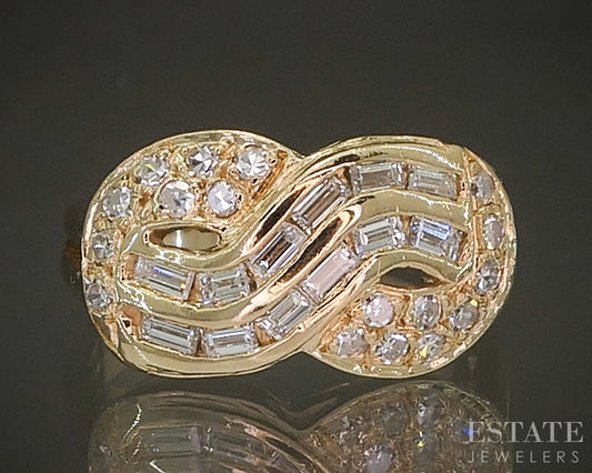 Vintage 14k Yellow Gold Natural .35ctw Diamond Ladies Infinity Band 5.1g p24361