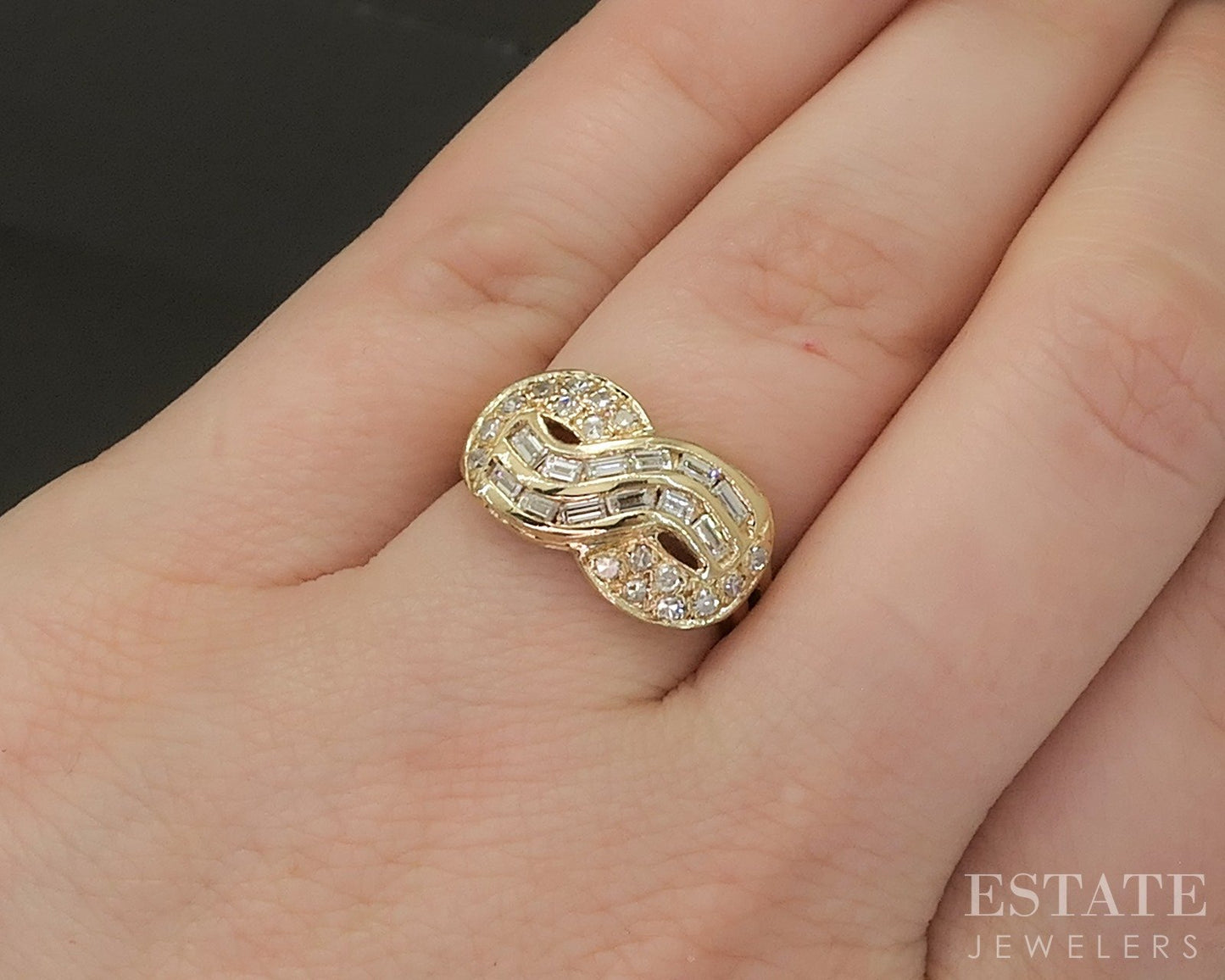 Vintage 14k Yellow Gold Natural .35ctw Diamond Ladies Infinity Band 5.1g p24361