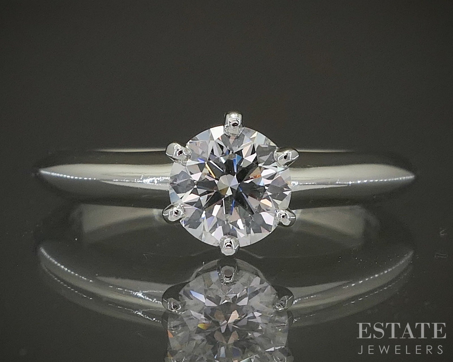 Platinum Tiffany & Co. Round Natural .59ct Diamond Solitaire Ring 5.1g p24199