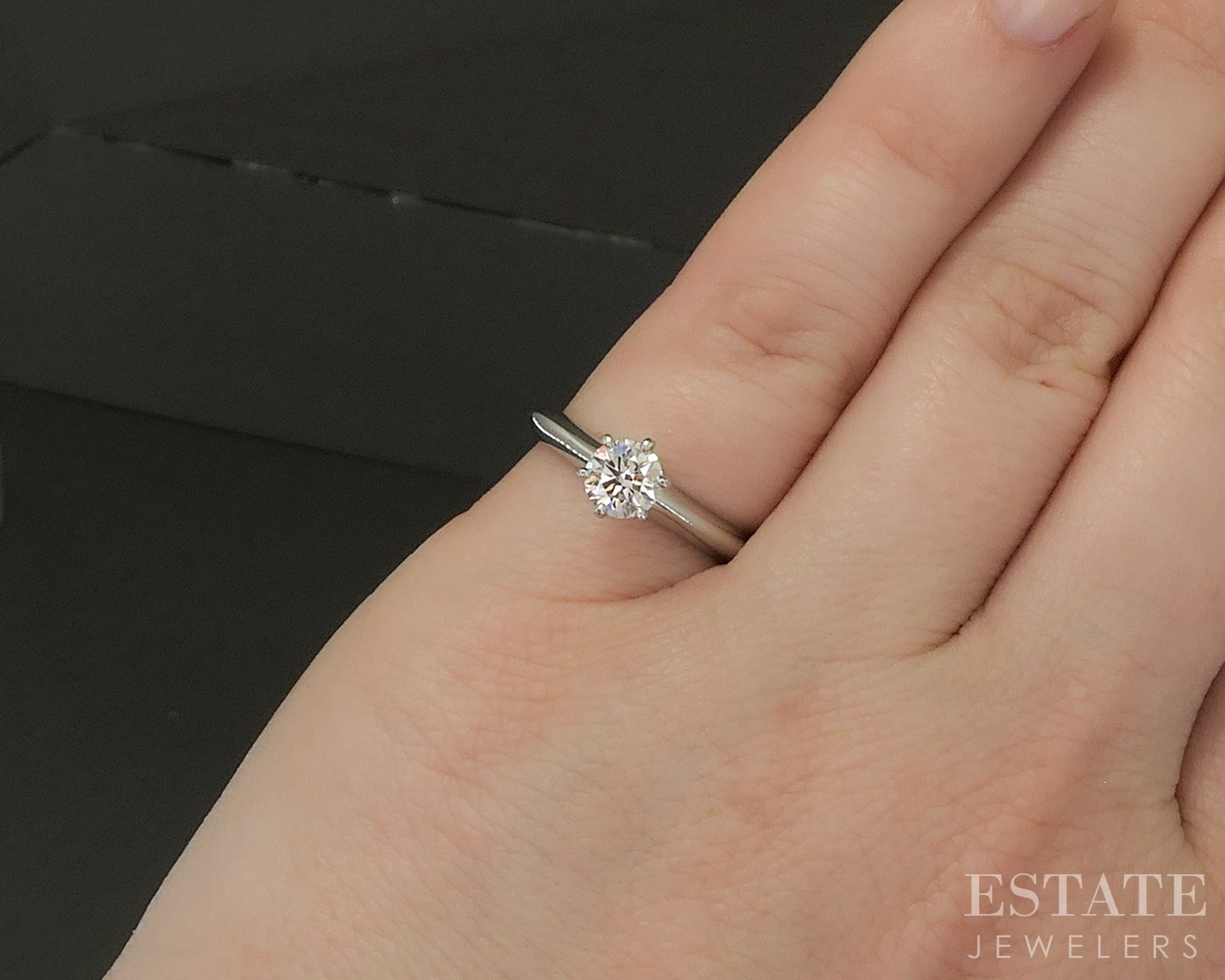 Platinum Tiffany & Co. Round Natural .59ct Diamond Solitaire Ring 5.1g p24199