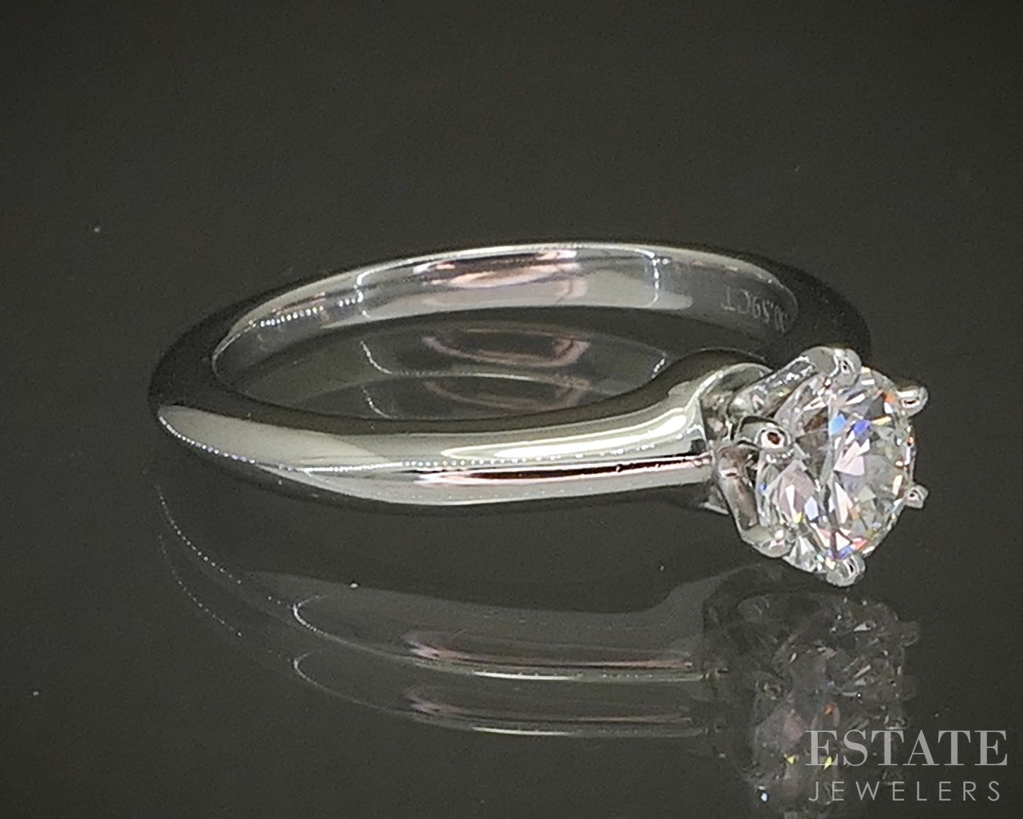 Platinum Tiffany & Co. Round Natural .59ct Diamond Solitaire Ring 5.1g p24199