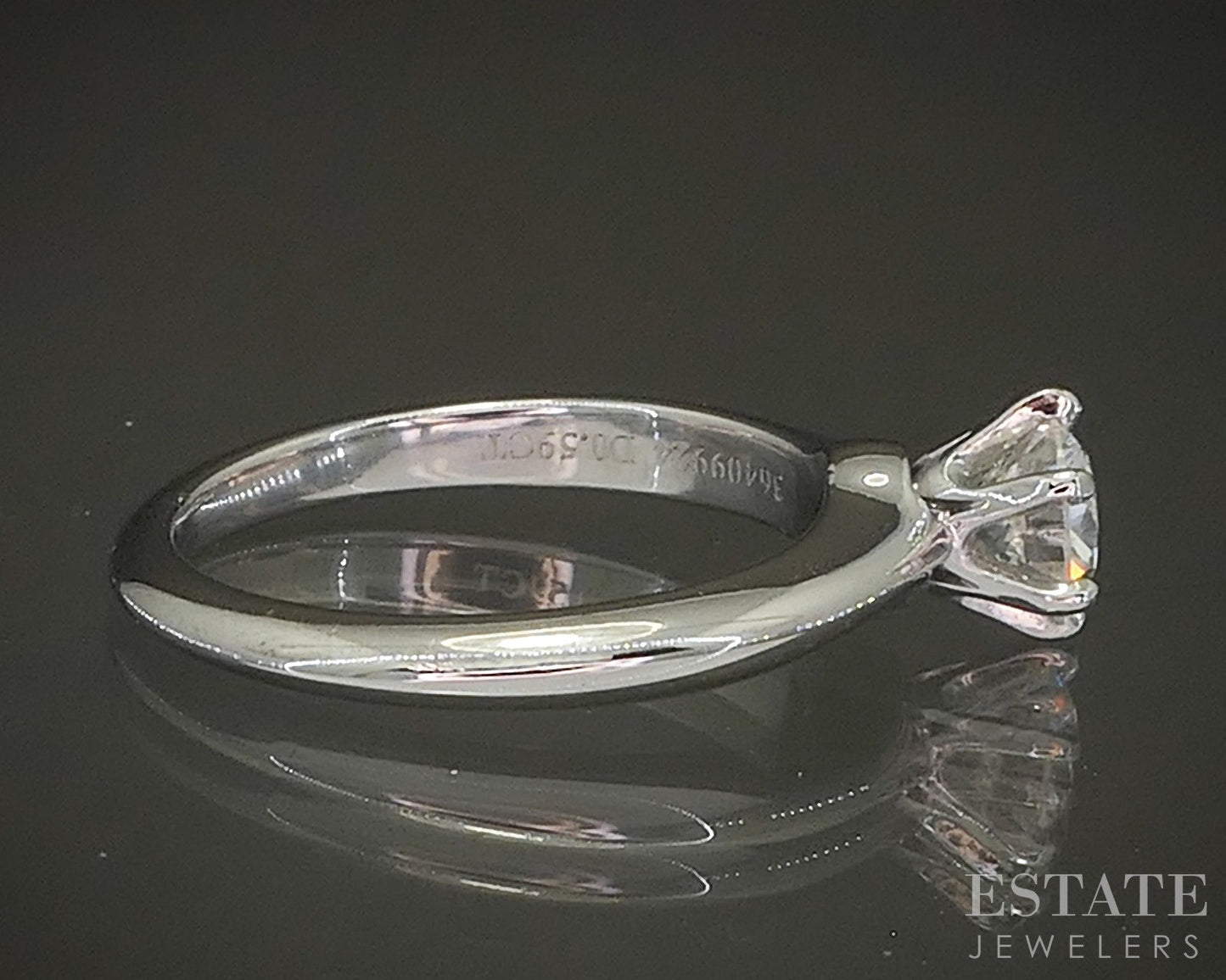 Platinum Tiffany & Co. Round Natural .59ct Diamond Solitaire Ring 5.1g p24199