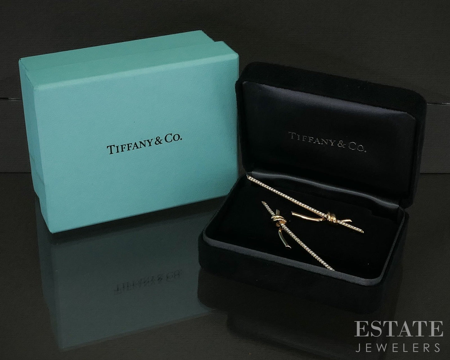 18k Rose Gold Tiffany & Co. Natural .31ctw Diamond Knot Earrings 8.1g p24035