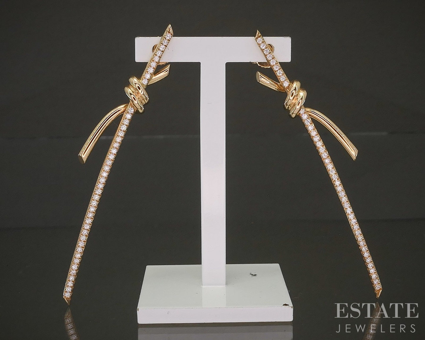 18k Rose Gold Tiffany & Co. Natural .31ctw Diamond Knot Earrings 8.1g p24035