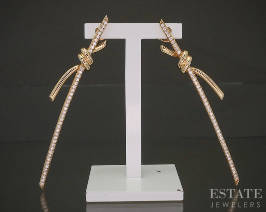 18k Rose Gold Tiffany & Co. Natural .31ctw Diamond Knot Earrings 8.1g p24035
