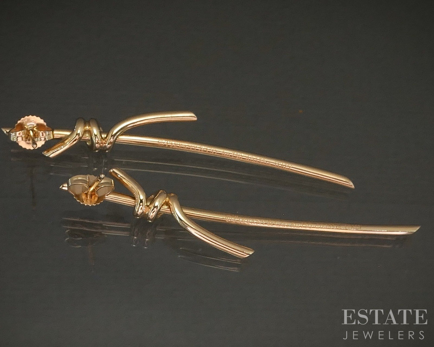 18k Rose Gold Tiffany & Co. Natural .31ctw Diamond Knot Earrings 8.1g p24035