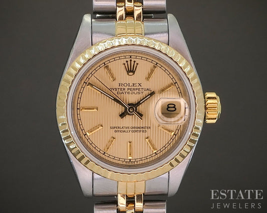1984 Rolex Datejust 69173 Two Tone Tapestry Dial 26mm Ladies Watch p25289