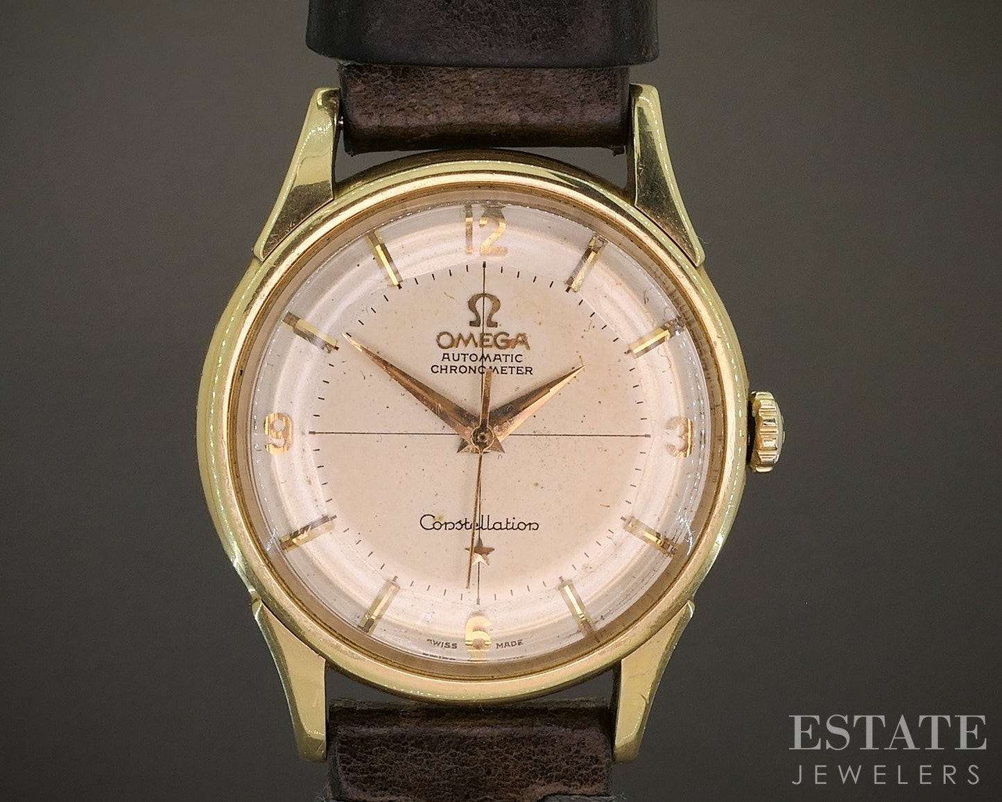 Vintage 1959 Omega Constellation Pie Pan 18k Yellow Gold Cal. 551 Watch p26351