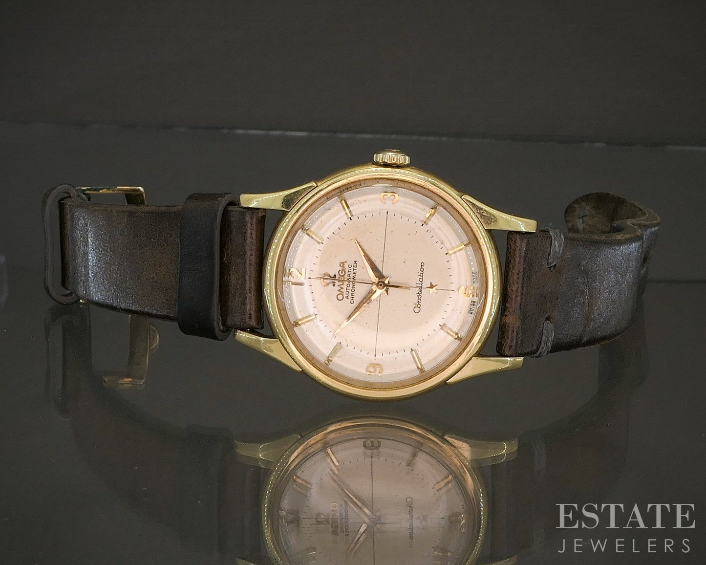Vintage 1959 Omega Constellation Pie Pan 18k Yellow Gold Cal. 551 Watch p26351