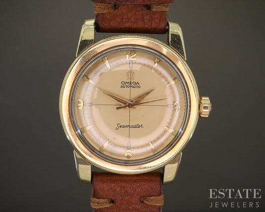 Vintage 1952 Omega Seamaster Gold Capped Ref. 2767-2 Pie Pan Mens Watch p26355