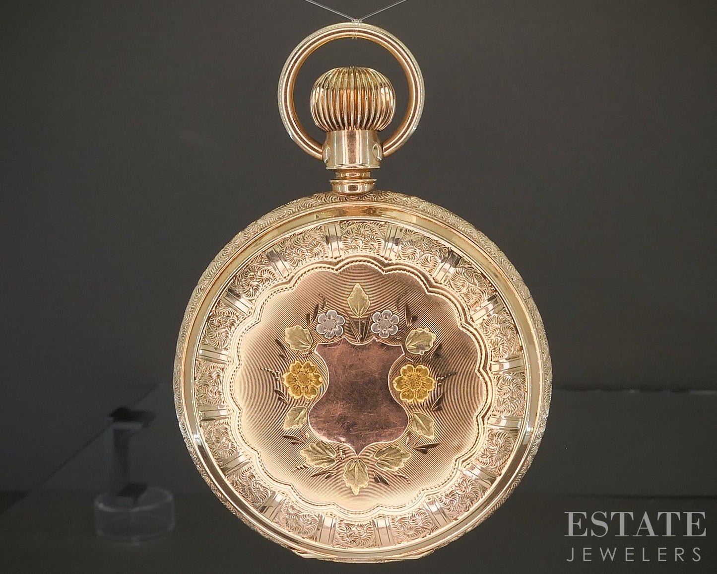 Antique 14k Solid Tri Colored Gold Hunters Elgin Grade 217 Pocket Watch p24541