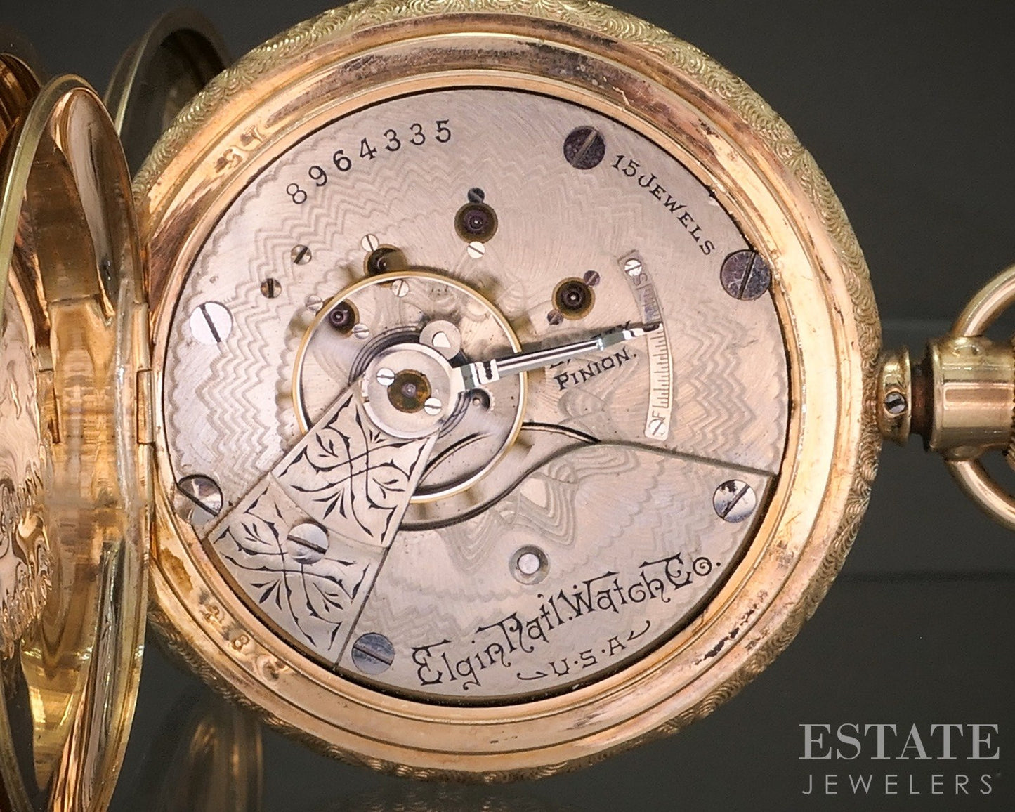 Antique 14k Solid Tri Colored Gold Hunters Elgin Grade 217 Pocket Watch p24541