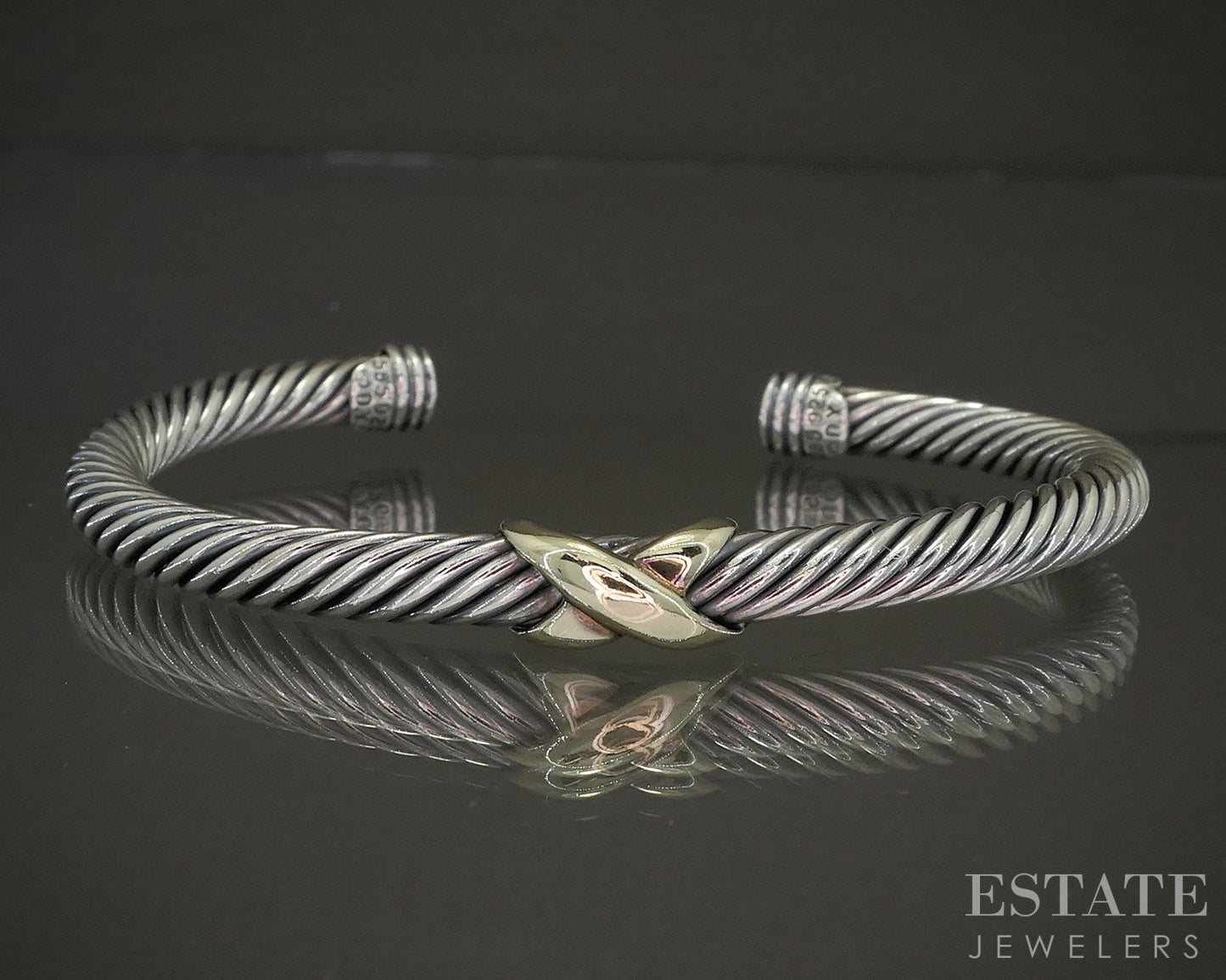 14k & Sterling David Yurman X 5mm Ladies Cuff Bracelet 27g p25557