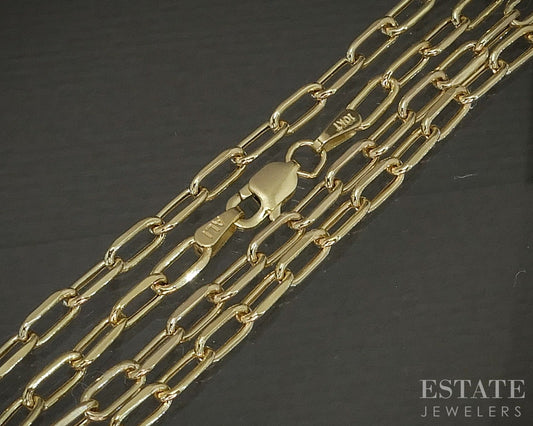 10k Yellow Gold 3mm Paperclip Chain Link Ladies Necklace 2.8g 18"L p26399