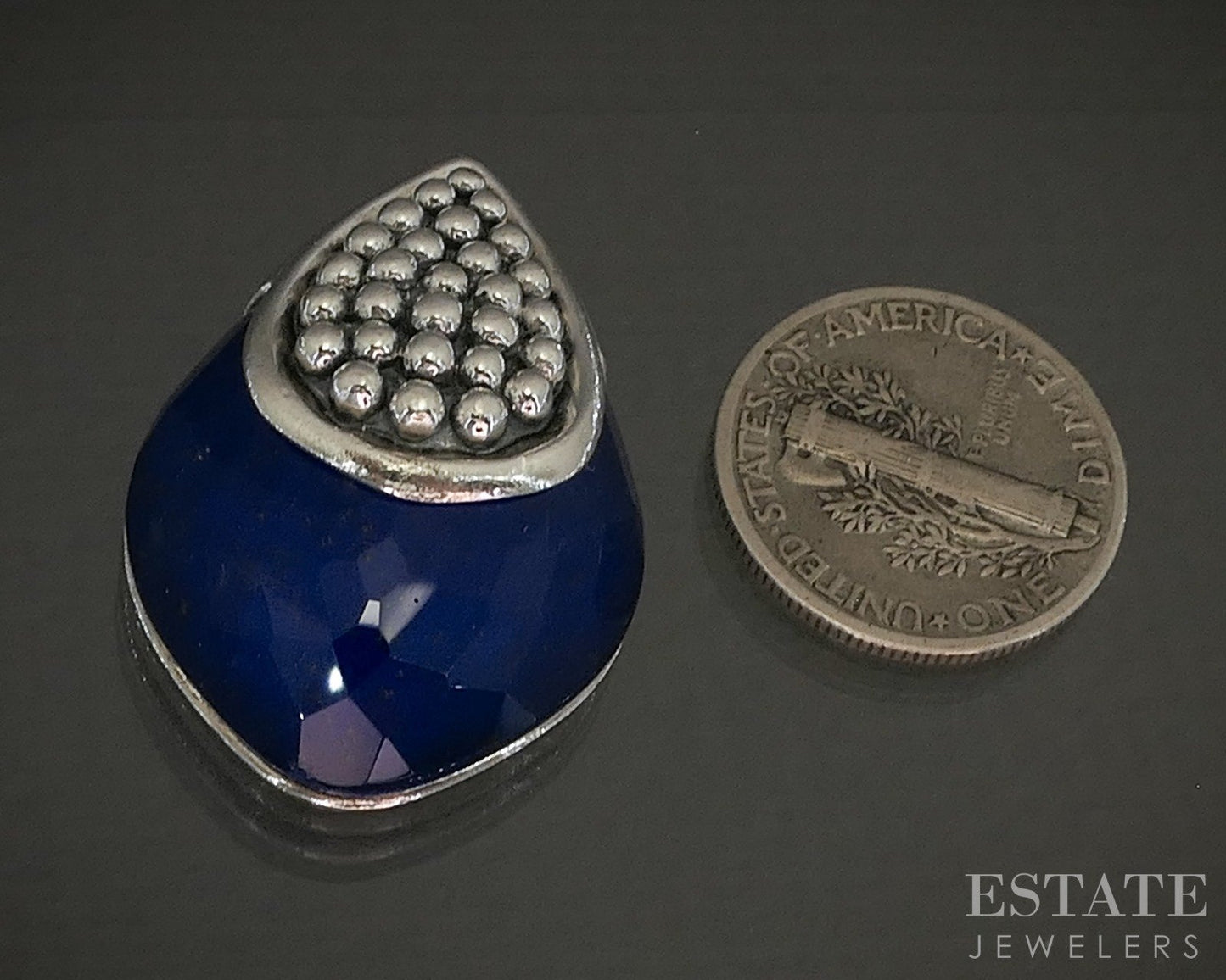 Sterling Lagos Caviar Maya Lapis Lazuli Quartz Doublet Pendant 11.2g p26592