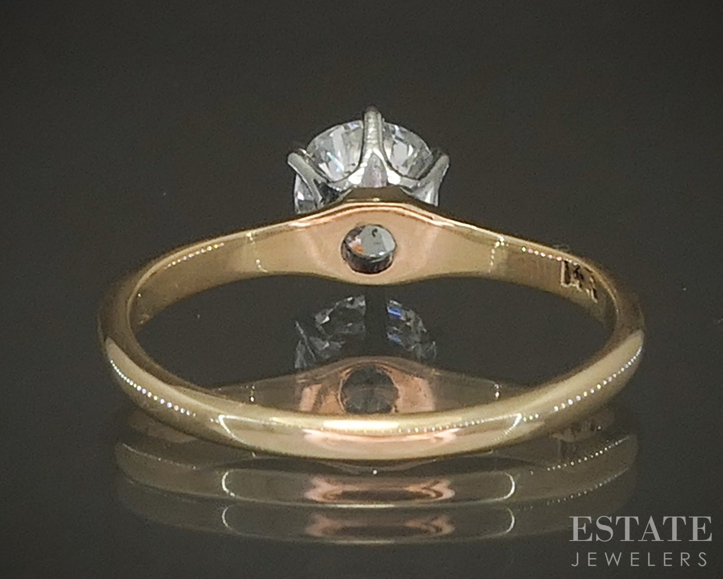 Antique Platinum & 14k OMC Natural .80ct Diamond Solitaire Ring 2.1g p24478