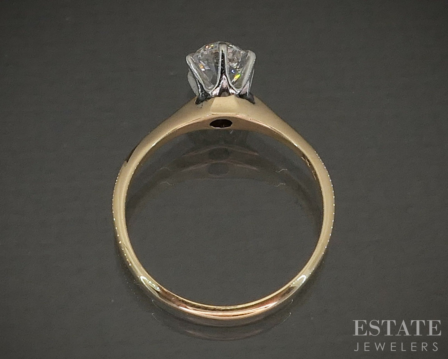Antique Platinum & 14k OMC Natural .80ct Diamond Solitaire Ring 2.1g p24478