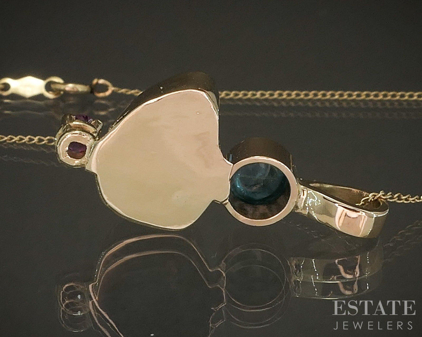 14k Yellow Gold Natural Tourmaline & Opal Ladies Necklace 4.5g 18"L p26108