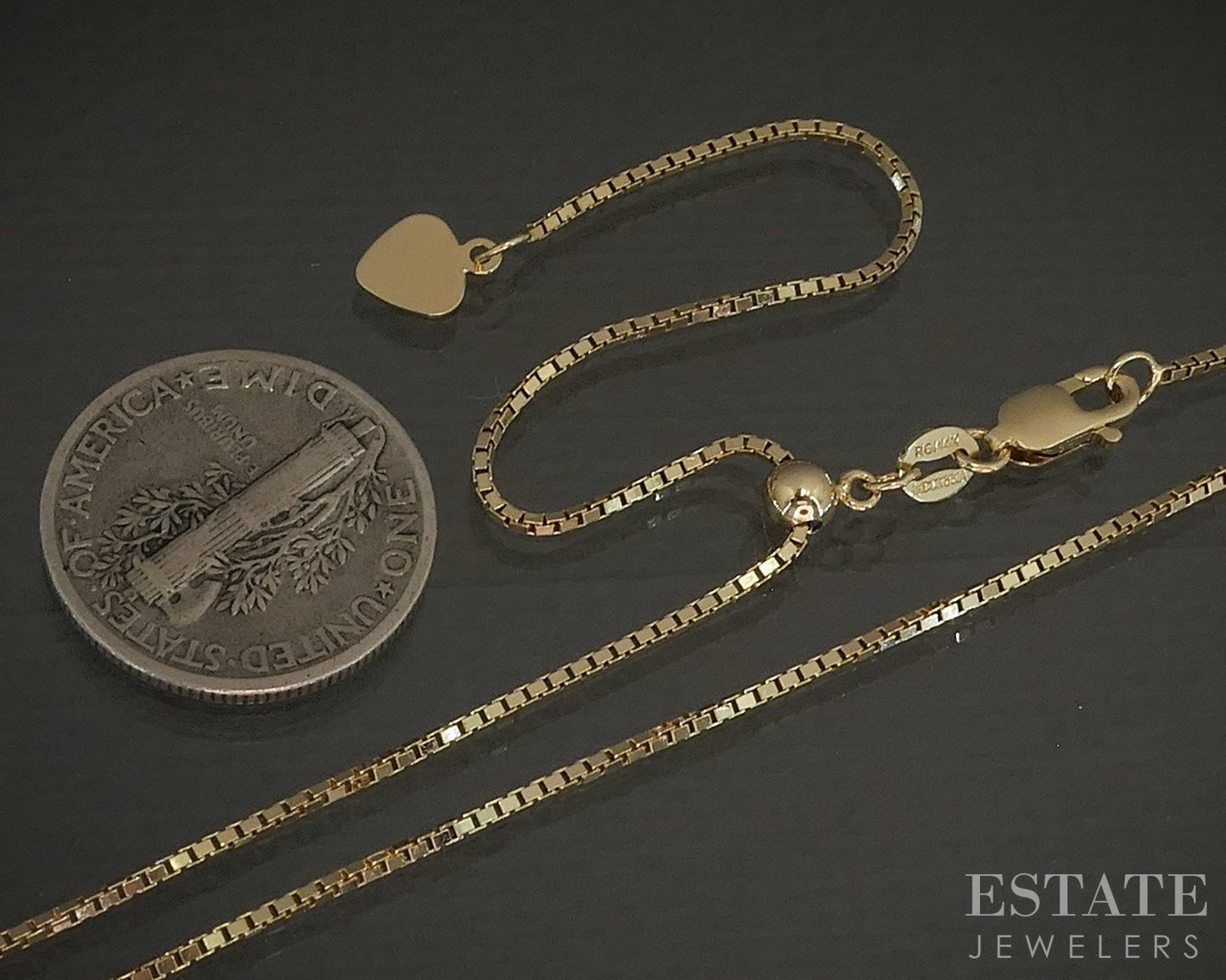 14k Yellow Gold .75mm Box Chain Link Adjustable Ladies Necklace 3.9g 22"L p26280