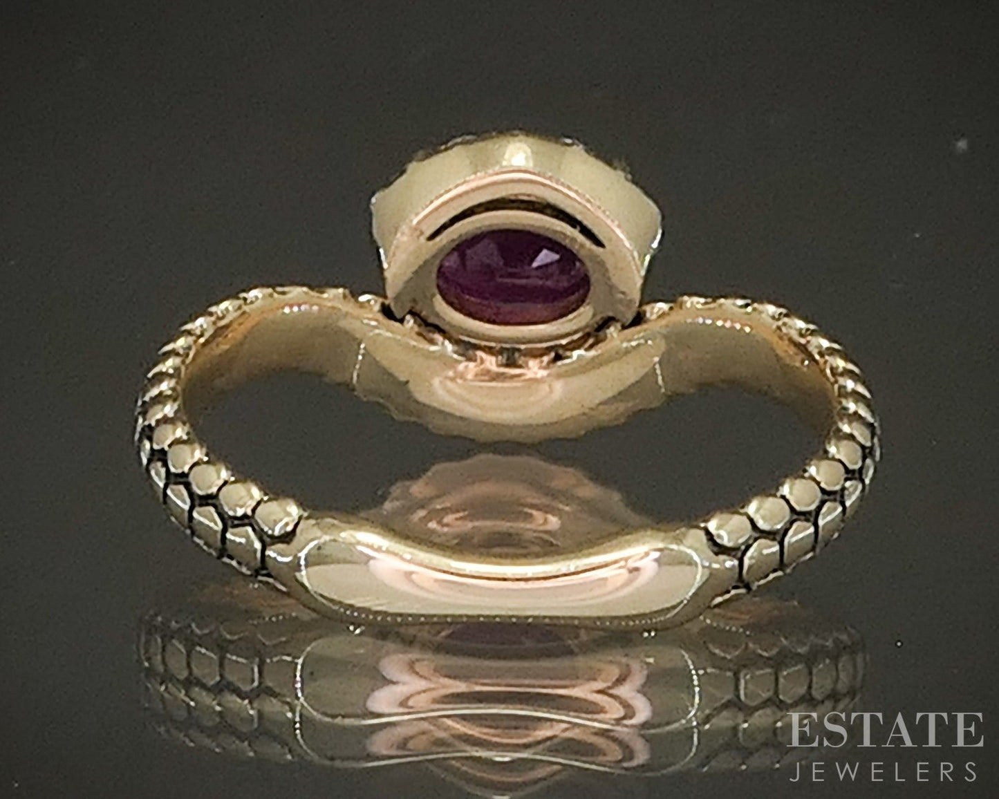 14k Yellow Gold Natural Ruby & Diamond Curved Ladies Band Ring 3.2g p24444b
