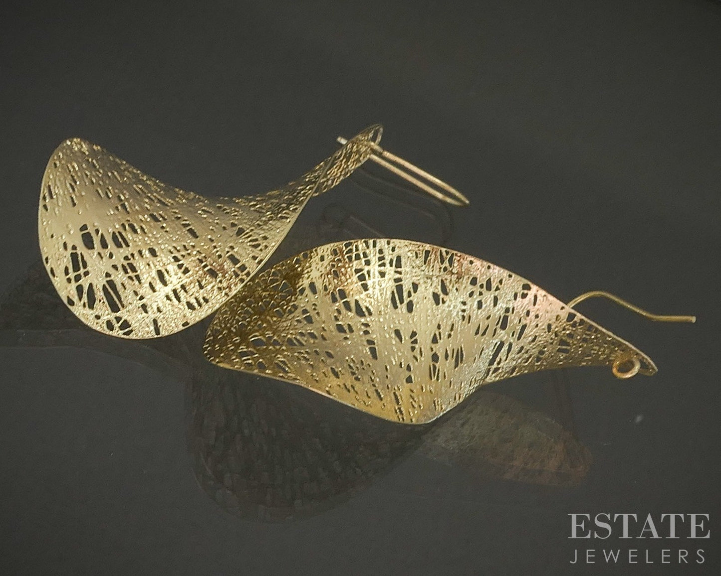 14k Yellow Gold Twist Wire Teardrop Dangle Ladies Earrings 3.3g p24304b