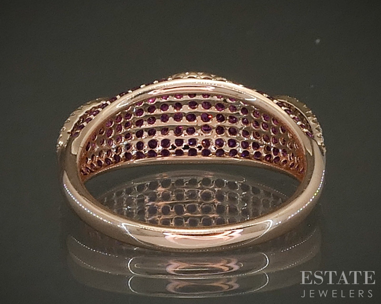 14k Rose Gold Natural Pink Sapphire & Diamond Ladies Band Ring 3.1g p24445b