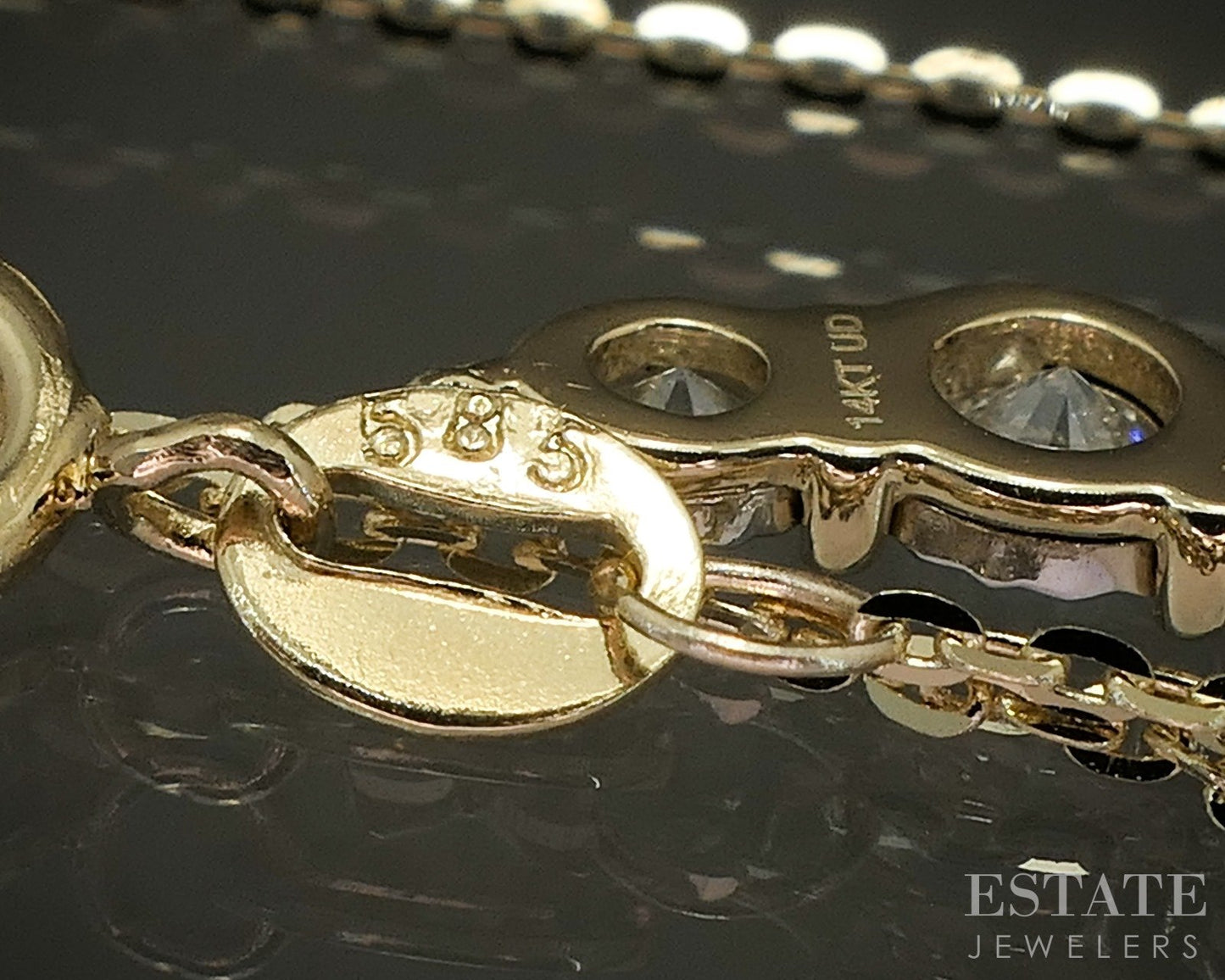 14k Yellow Gold Natural .10ctw Diamond Three Stone Ladies Necklace 1.2g p23940b