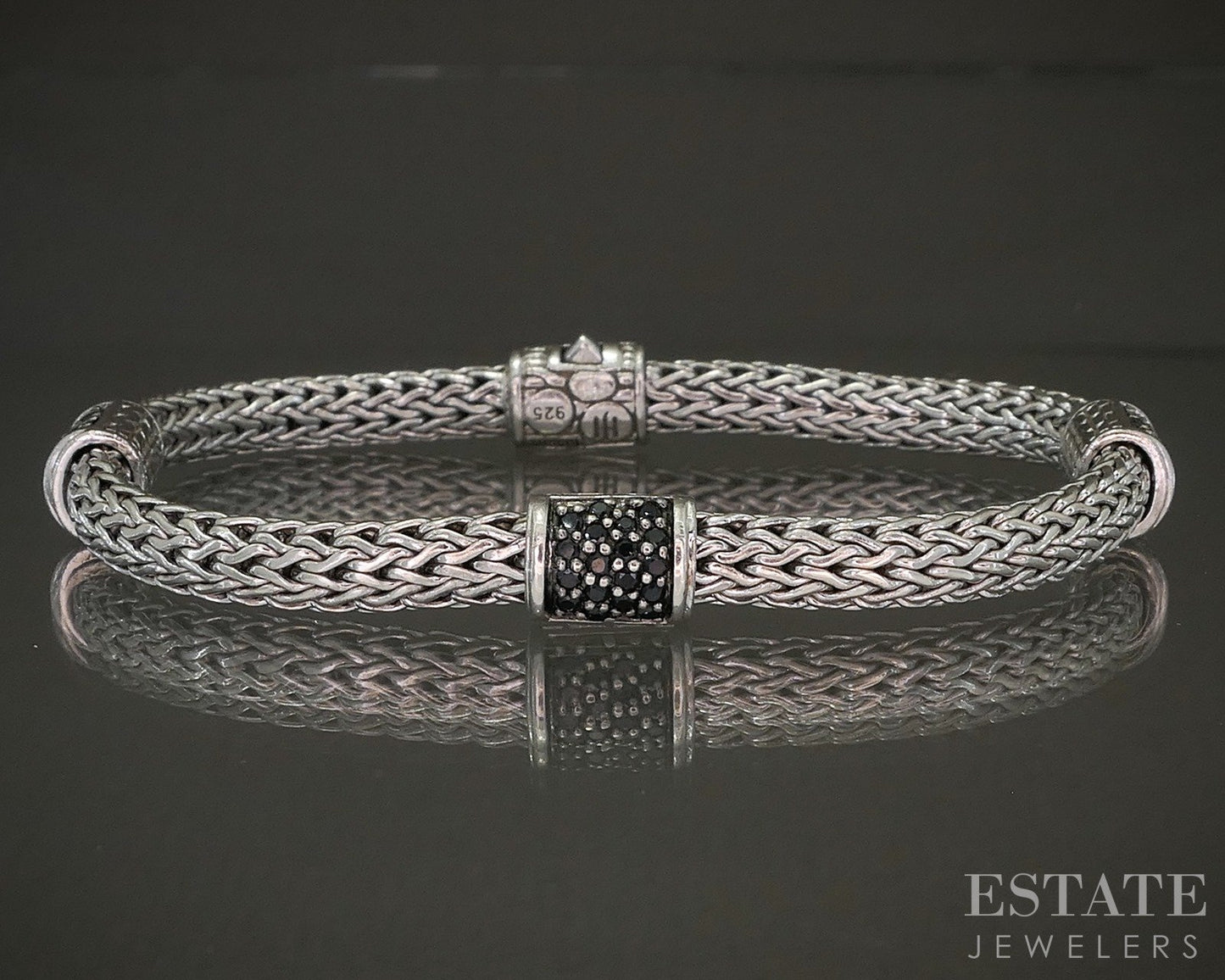 Sterling John Hardy Black Sapphire Wheat Icon Chain Bracelet 18.7g p22678