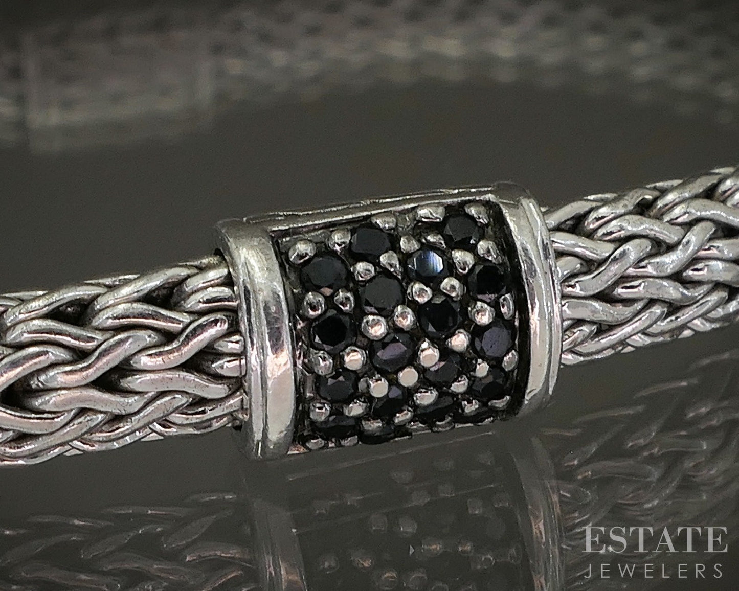 Sterling John Hardy Black Sapphire Wheat Icon Chain Bracelet 18.7g p22678