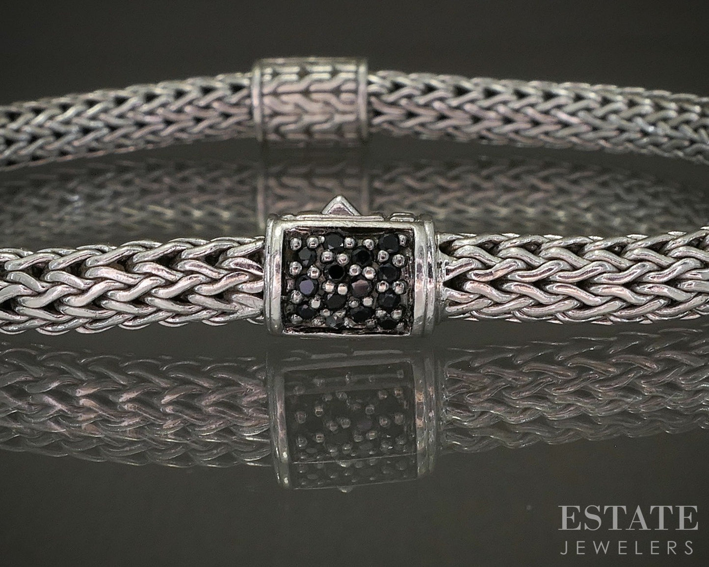 Sterling John Hardy Black Sapphire Wheat Icon Chain Bracelet 18.7g p22678